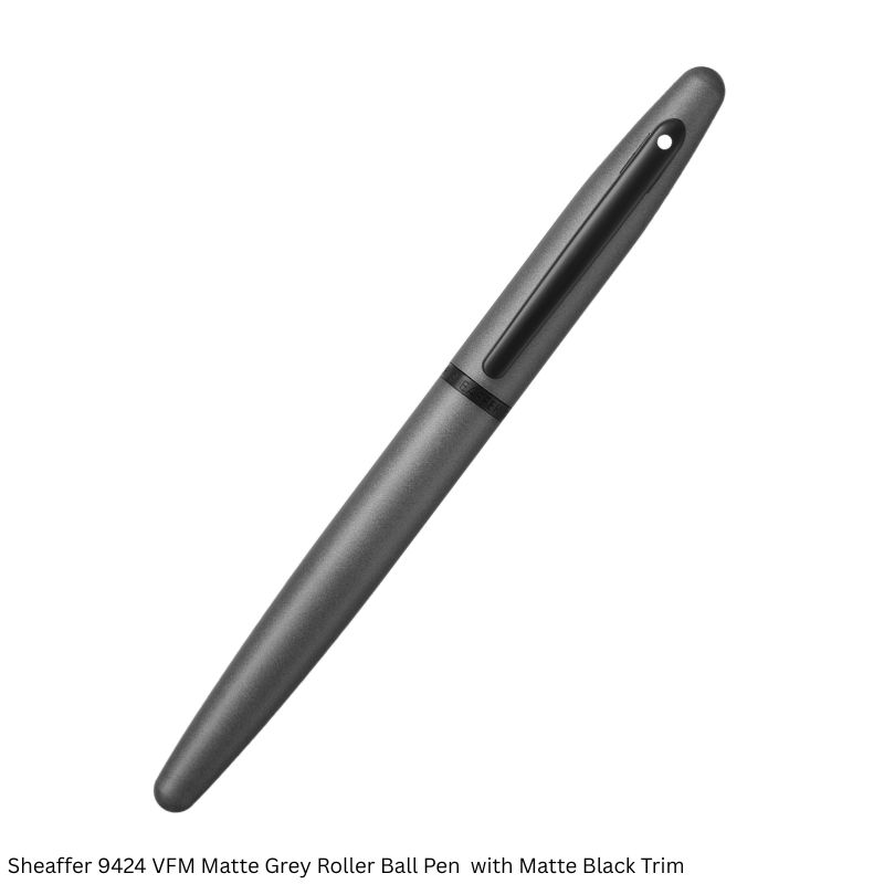 Sheaffer VFM 9424 Matte Gray Rollerball Pen – Matte Black Trim, Black Ink