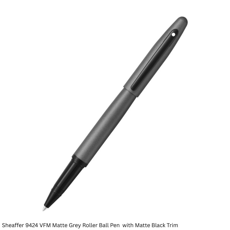 Sheaffer VFM 9424 Matte Gray Rollerball Pen – Matte Black Trim, Black Ink