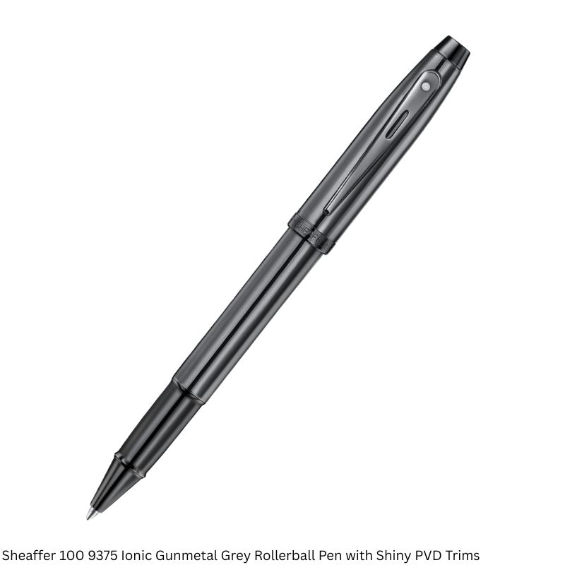 Sheaffer 100 9375 Ionic Gunmetal Grey Rollerball Pen – Shiny PVD Trims, Black Ink
