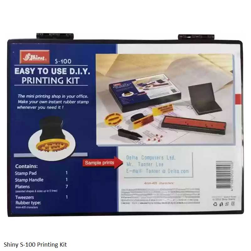 Shiny S-100 Instant Rubber Stamp Kit – 405 Characters, 7 Platens & Stamp Pad