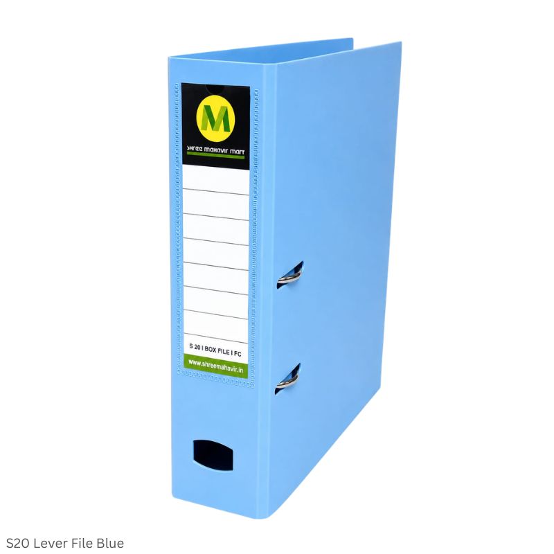 Polymer Lever File S20 Full Size with Steel Clip Colors Black, Blue & Grey