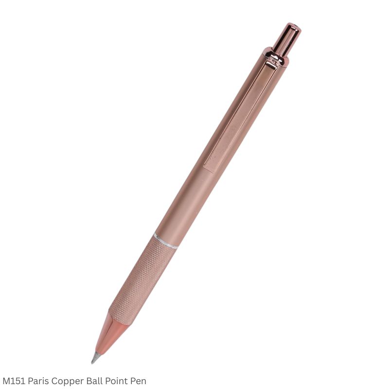 Paris Satin Finish Ball Point Pen with Metal Clip – Gold, Aqua Blue and Rose Gold body colours
