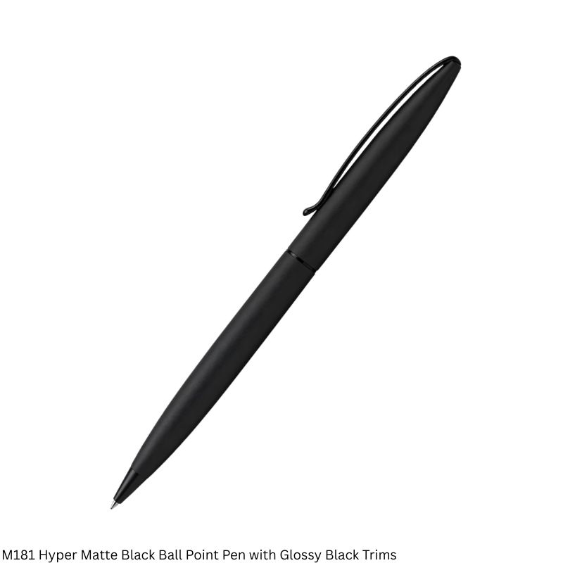 M181 Hyper Satin Matte Black Ball Pen with Glossy Black Trims & Paper Gift Box | Personalised Corporate Gift Pen