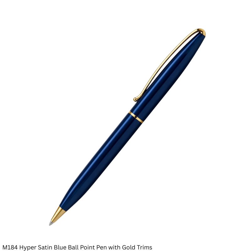 Hyper Satin Glossy Finish Ball Pen with Gold Trims – Blue & Maroon Colours | Personalised Corporate Gift Pen with Paper Gift Box