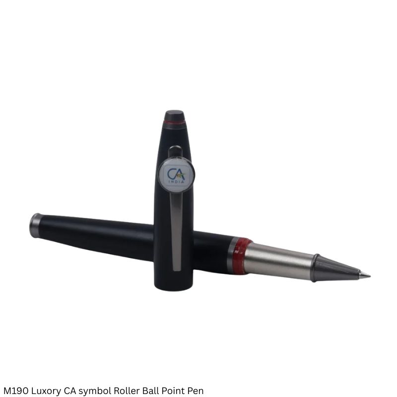 M190 Luxury CA Symbol Roller Ball Pen Matte Black Finish Metal Body with Gun Metal Trims