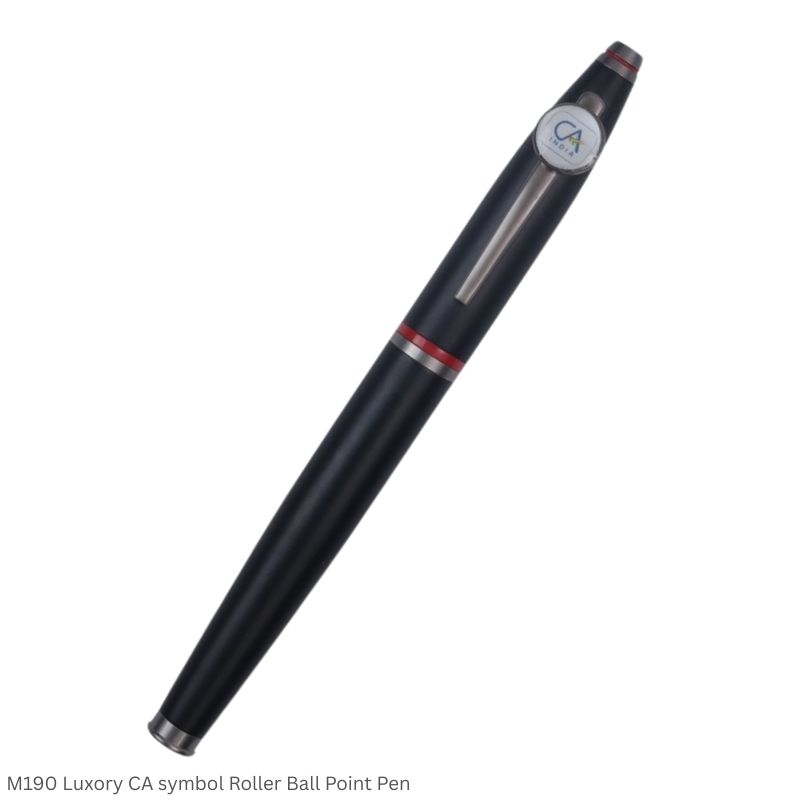 M190 Luxury CA Symbol Roller Ball Pen Matte Black Finish Metal Body with Gun Metal Trims