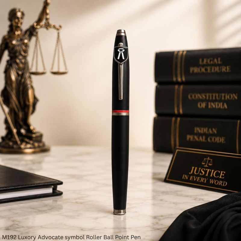 M192 Luxury Advocate Symbol Roller Ball Pen Matte Black Finish Premium Metal Body Pen