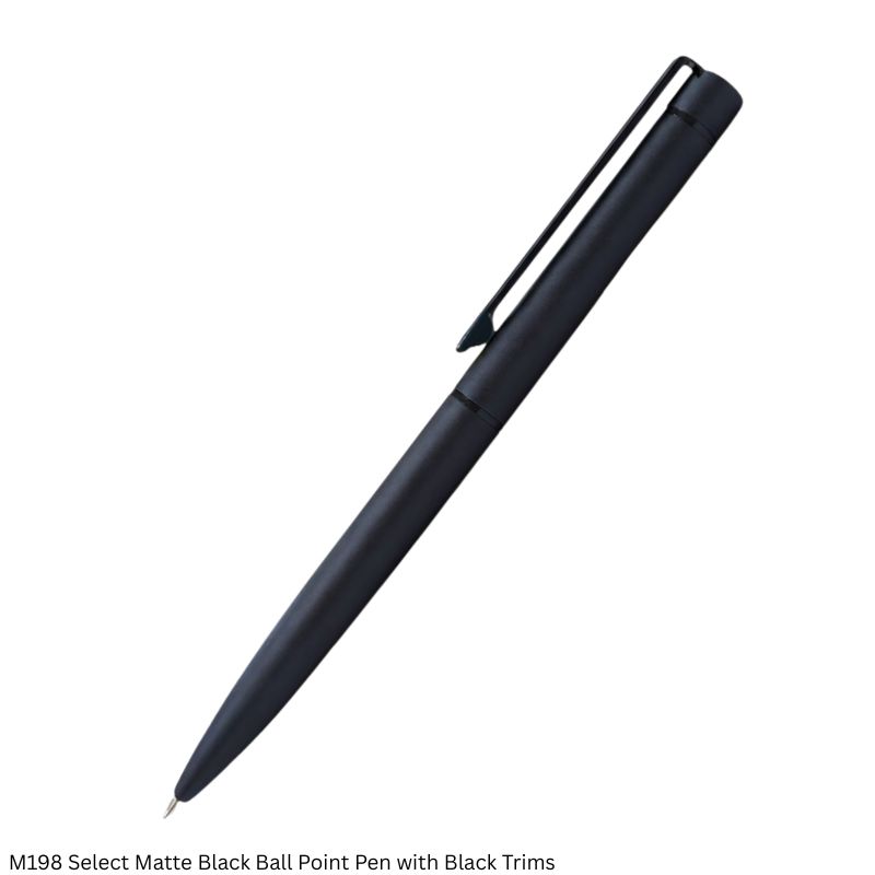 M198 Select Matte Black Ball Point Pen with Black Trims & Twist Mechanism | Personalised Corporate Gift Pen