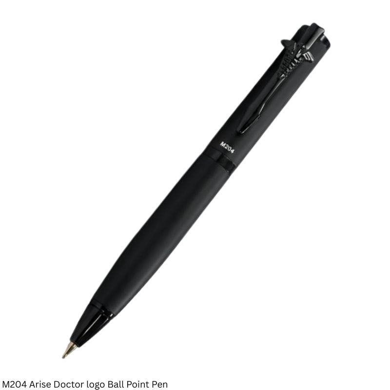 M204 Arise Matte Black Ball Pen with Glossy Doctor Logo Trims & Paper Gift Box