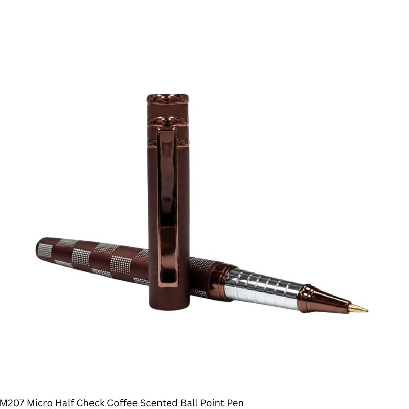 M207 Micro Half-Checks Coffee-Scented Ball Pen with Glossy Coffee Trims & Metal Gift Box