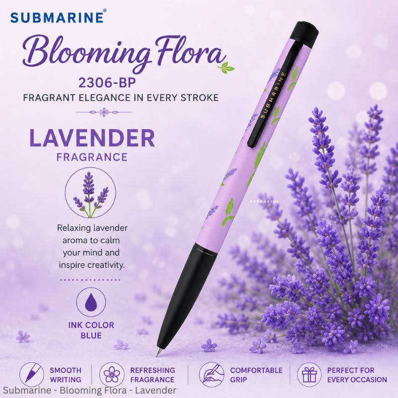 Pen Submarine 2306-BP BloomingFlora Pen. in Jasmine, Lavender and Rose Fragrance. Ink color Blue
