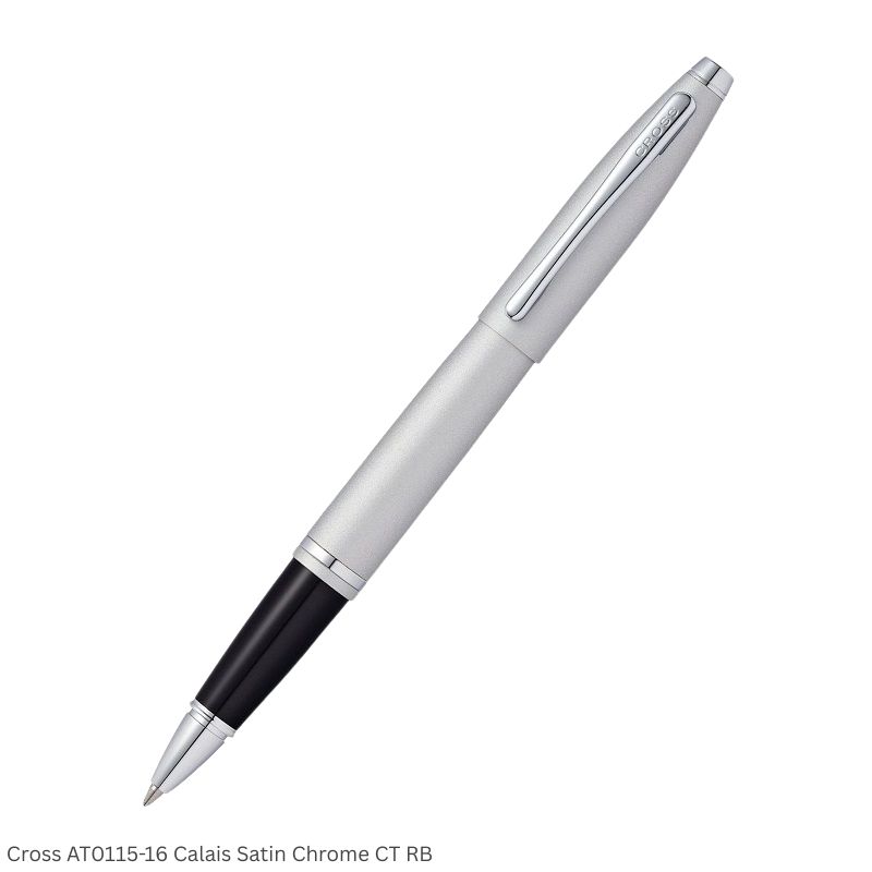 Cross AT0115-16 Calais Satin Chrome Chrome Trim Rollerball Pen Ink Black