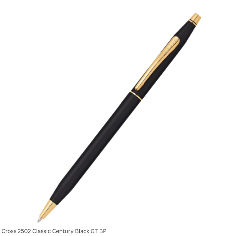 Cross 2502 Classic Century Black Gold Trim Ballpoint Pen Ink Black