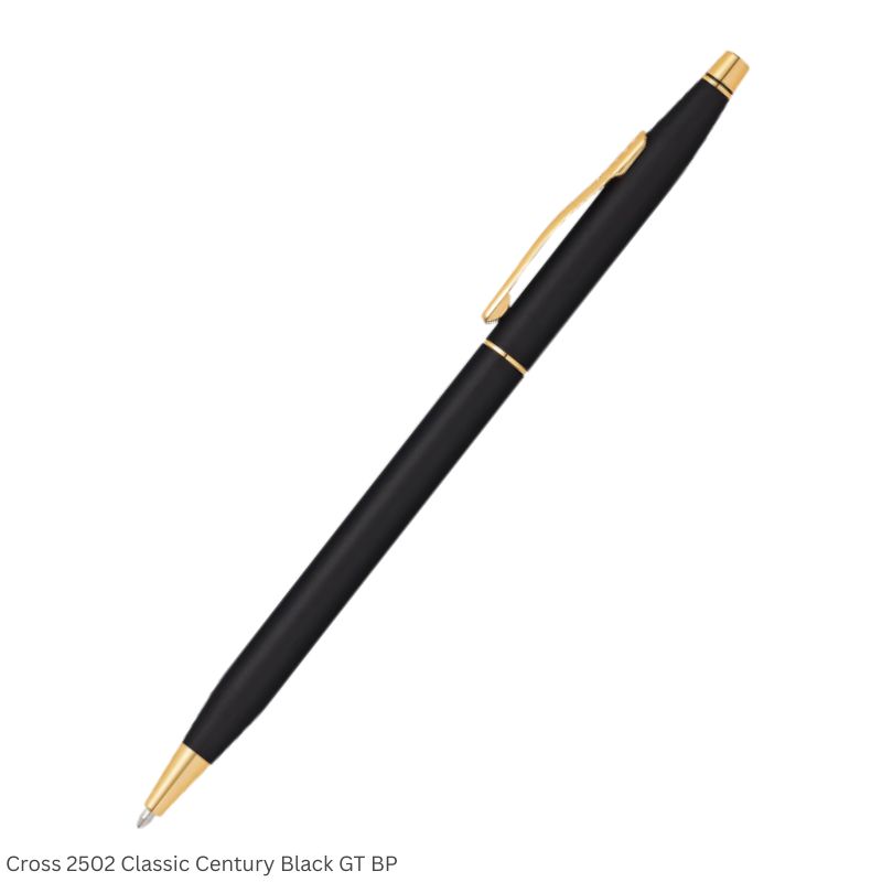 Cross 2502 Classic Century Black Gold Trim Ballpoint Pen Ink Black