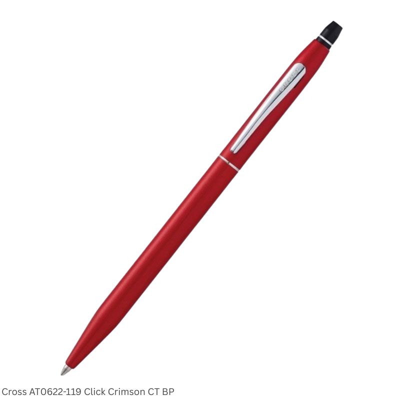 Cross AT0622-119 Click Crimson Chrome Trim Ballpoint Pen Ink Black