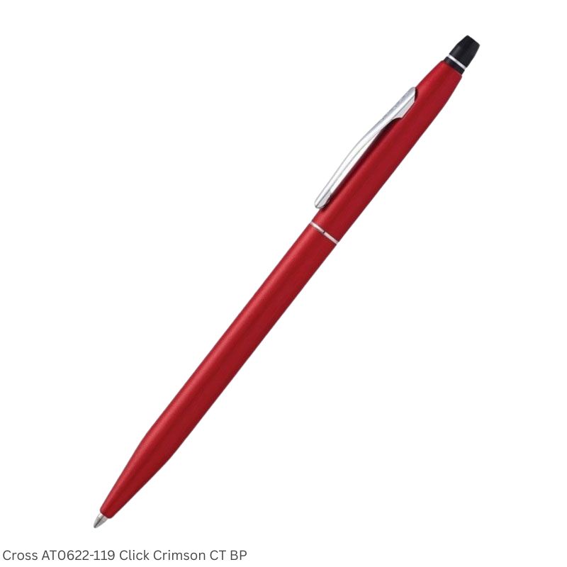 Cross AT0622-119 Click Crimson Chrome Trim Ballpoint Pen Ink Black