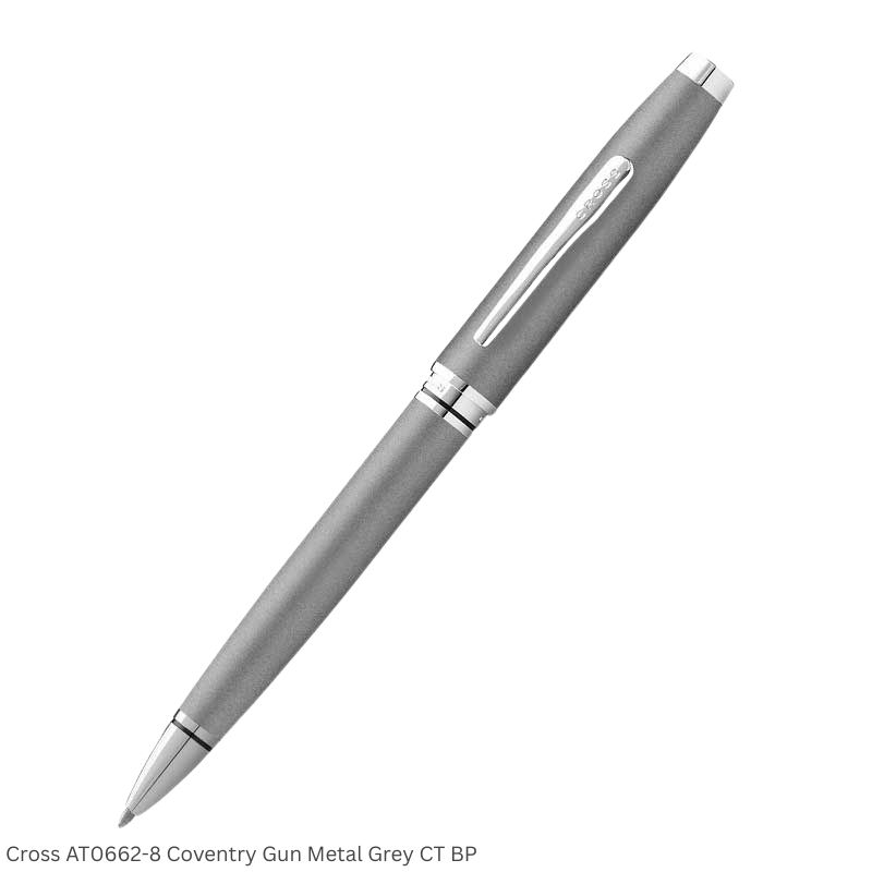 Cross AT0662-8 Coventry Gun Metal Chrome Trim Ballpoint Pen Ink Black