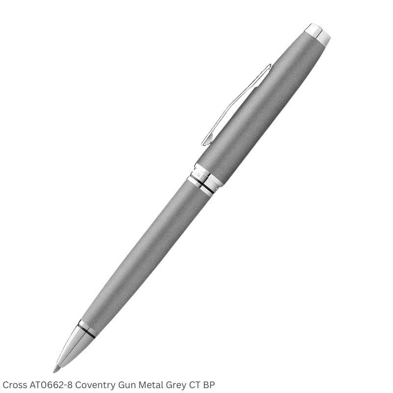Cross AT0662-8 Coventry Gun Metal Chrome Trim Ballpoint Pen Ink Black