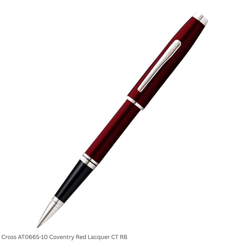 Cross AT0665-10 Coventry Red Lacquer with Chrome Trim Rollerball Pen Ink Black