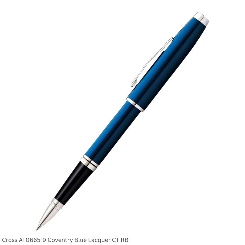 Cross AT0665-9 Coventry Blue Lacquer with Chrome Trim Rollerball Pen Ink Black