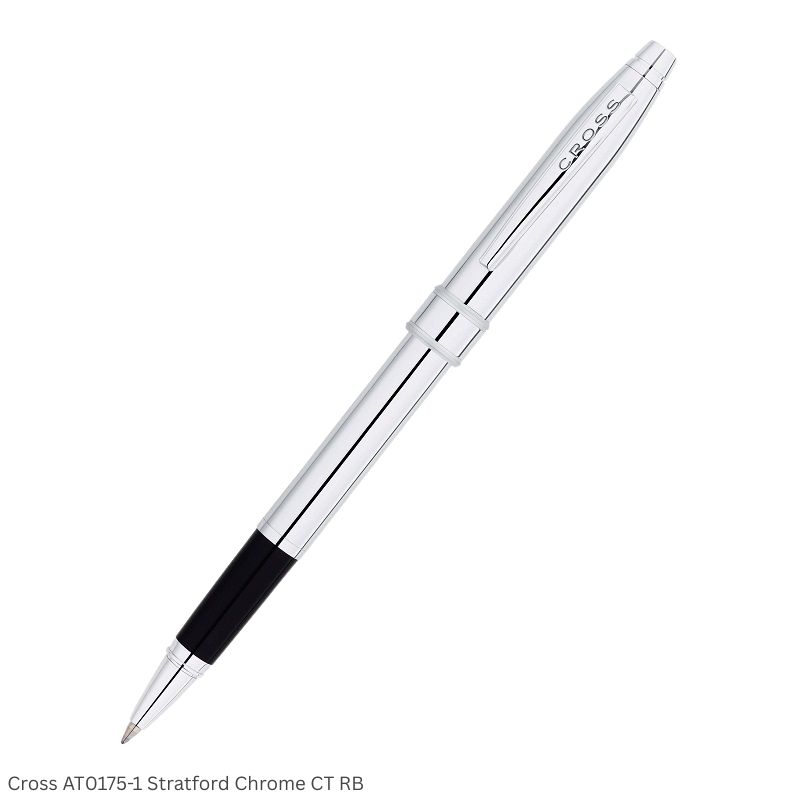 Cross AT0175-1 Stratford Chrome with Chrome Trim Rollerball Pen Ink Black
