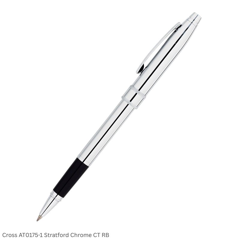 Cross AT0175-1 Stratford Chrome with Chrome Trim Rollerball Pen Ink Black