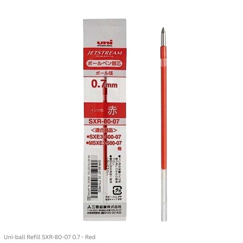 Uni-ball Refill SXR-80-07 for Jetstream Multi Color Ballpoint Pen 0.7 in Black, blue, Green and Red Ink