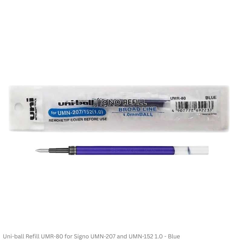 Uni-ball Refill UMR-80 for Signo Gel Pen UMN-207 and UMN-152 1.0 in Black and Blue Ink
